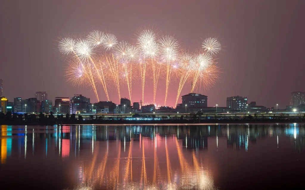 Fireworks over the water