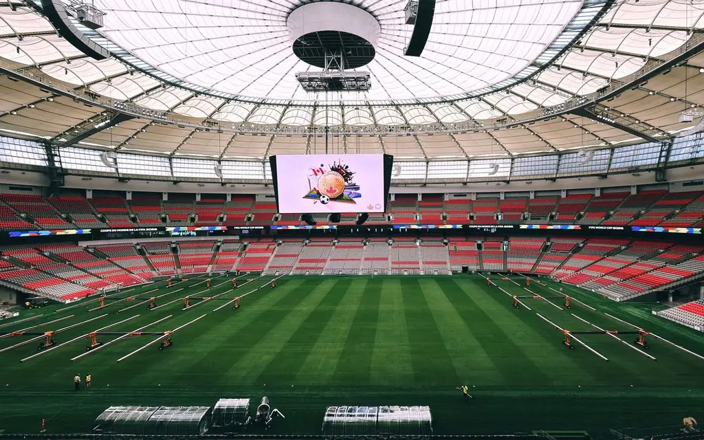 A football stadium on game day