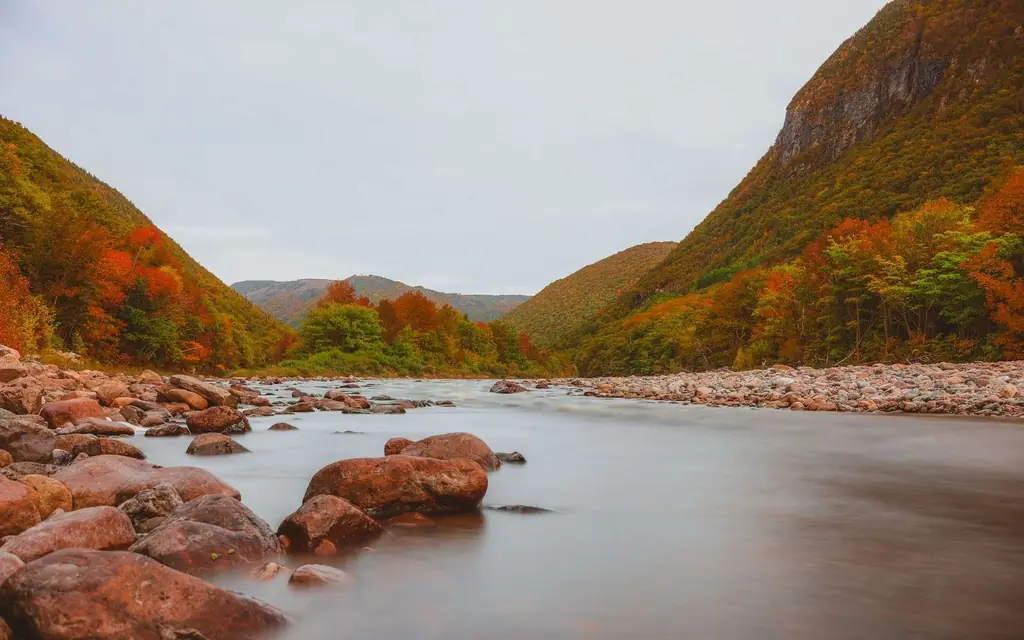 A canoe on a quiet Nova Scotia river