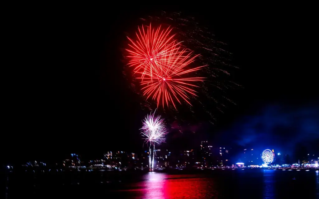New Year's Eve fireworks over a city