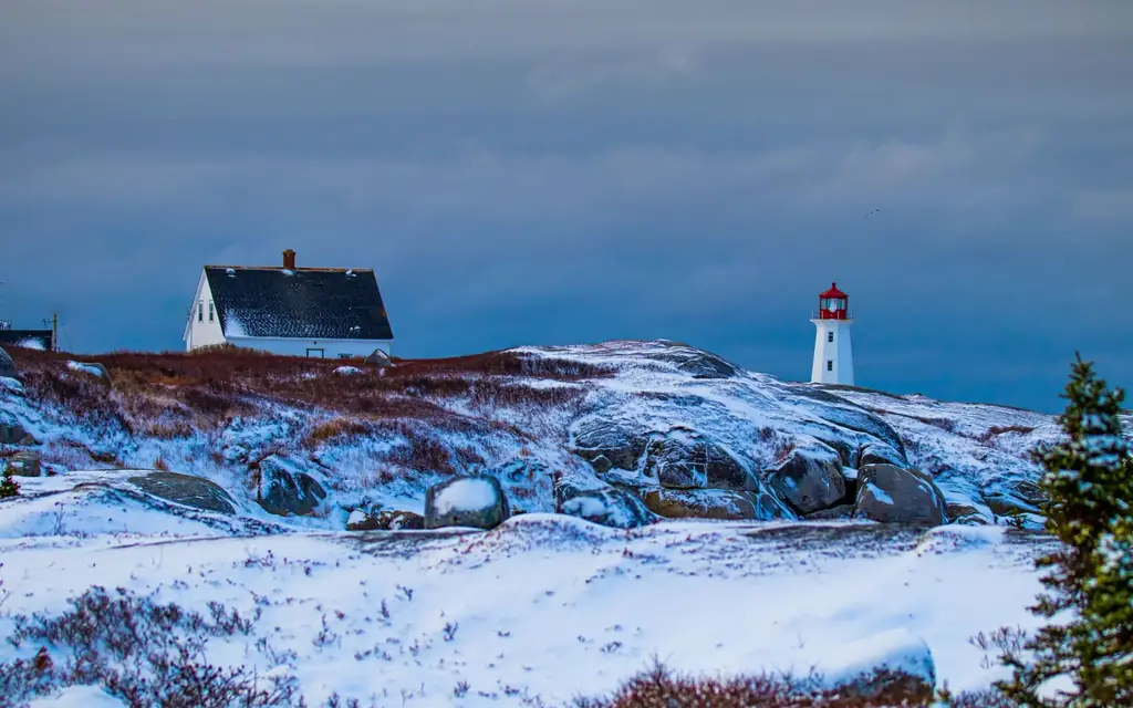 Peggy's Cove lighthouse on the granite shore