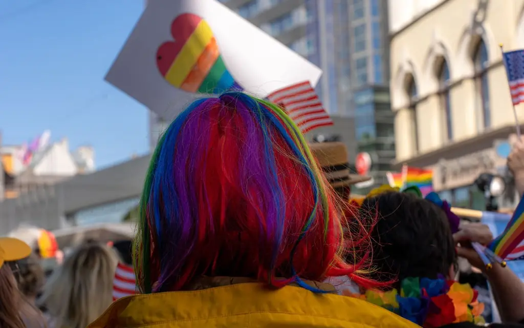Rainbow flags at a Pride parade