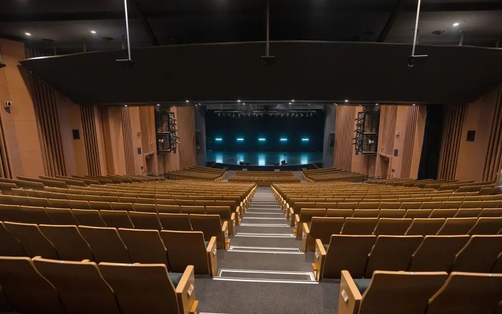 A theatre stage before a performance