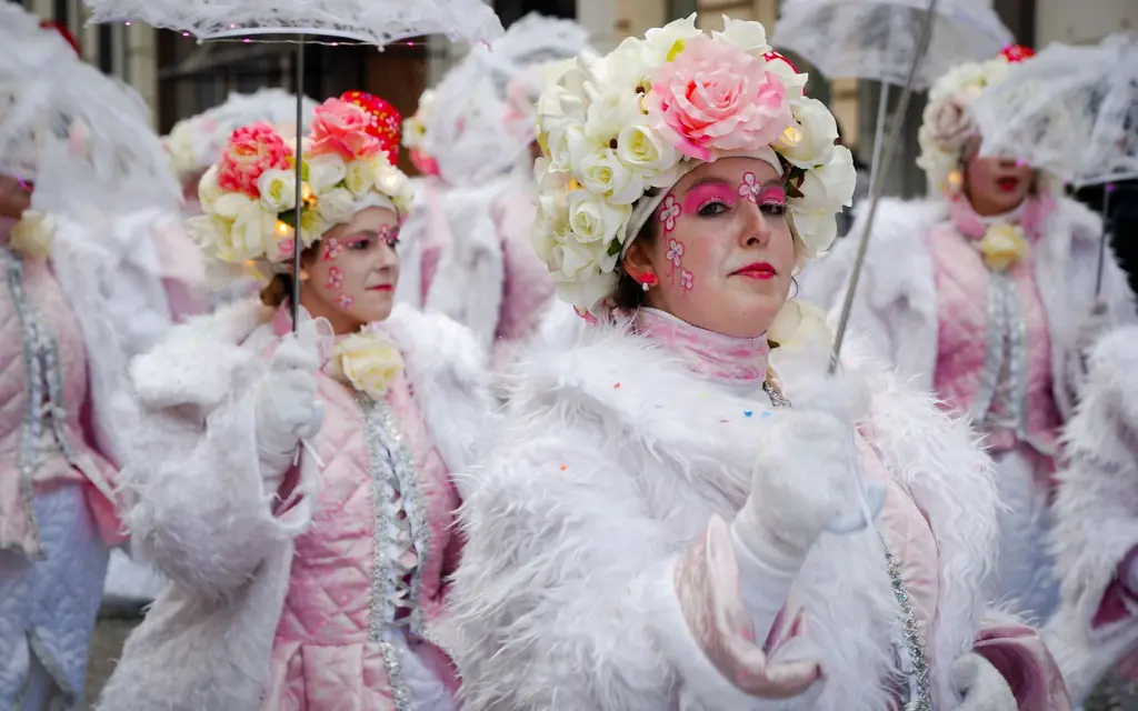 Costumed dancers at a Caribbean carnival parade