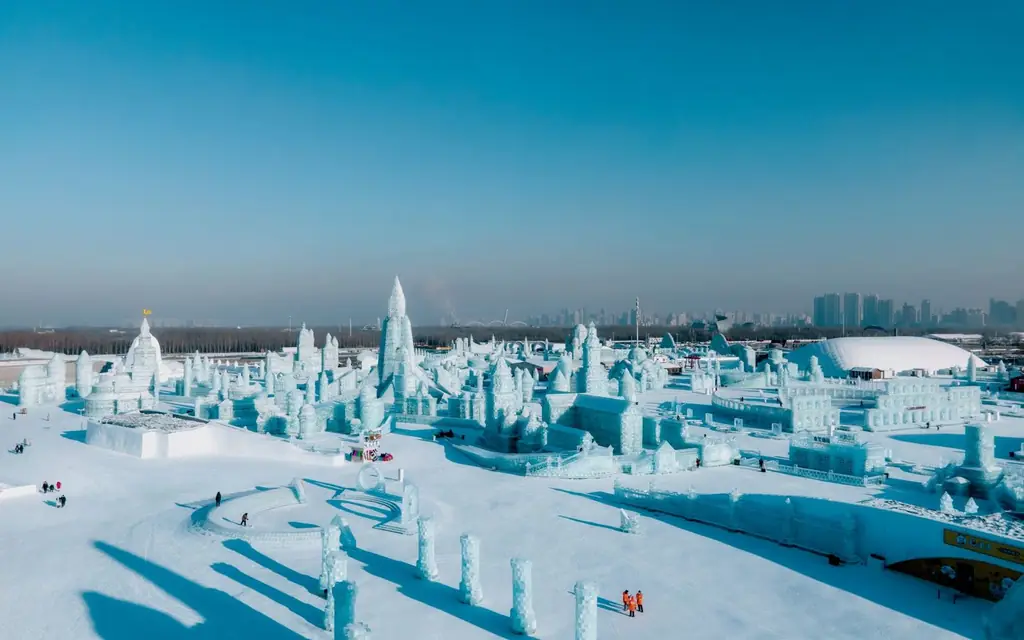 Ice sculptures at a winter festival