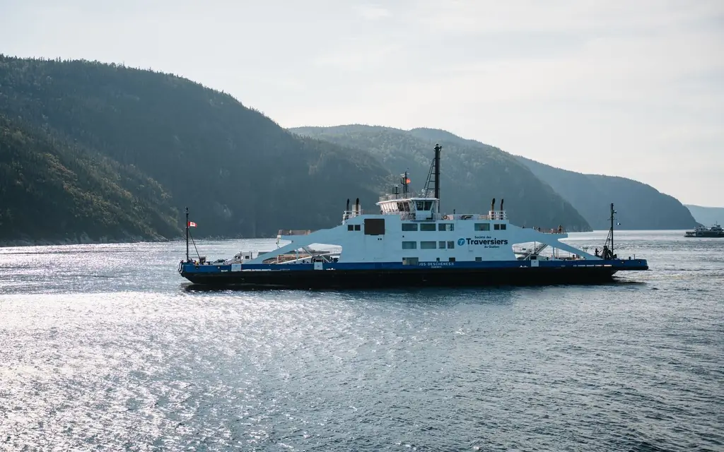 A ferry crossing at Tadoussac, at the mouth of the Saguenay