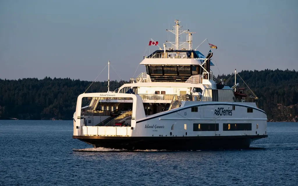 A BC ferry approaching the terminal