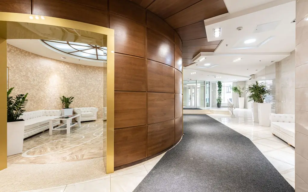 A luxury hotel lobby