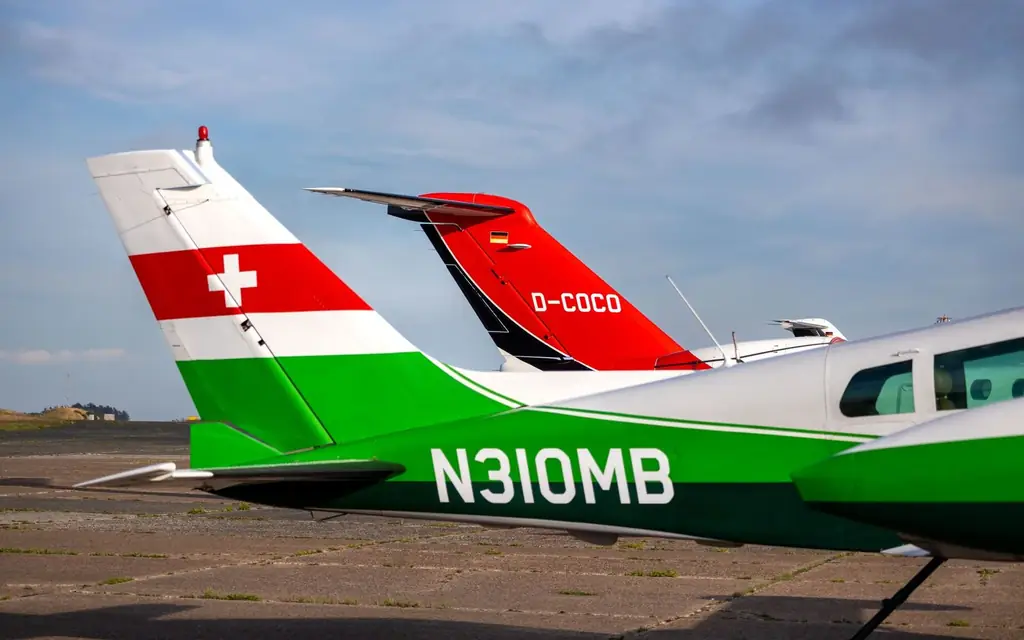A light business jet on the apron