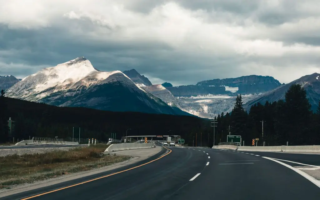 A road into the mountains of Jasper National Park