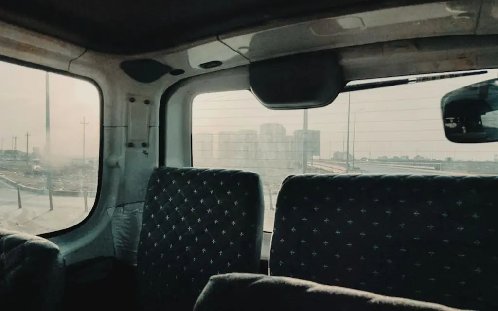 Passenger seats inside a van