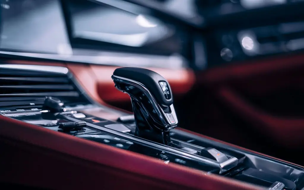 The leather interior of a luxury car
