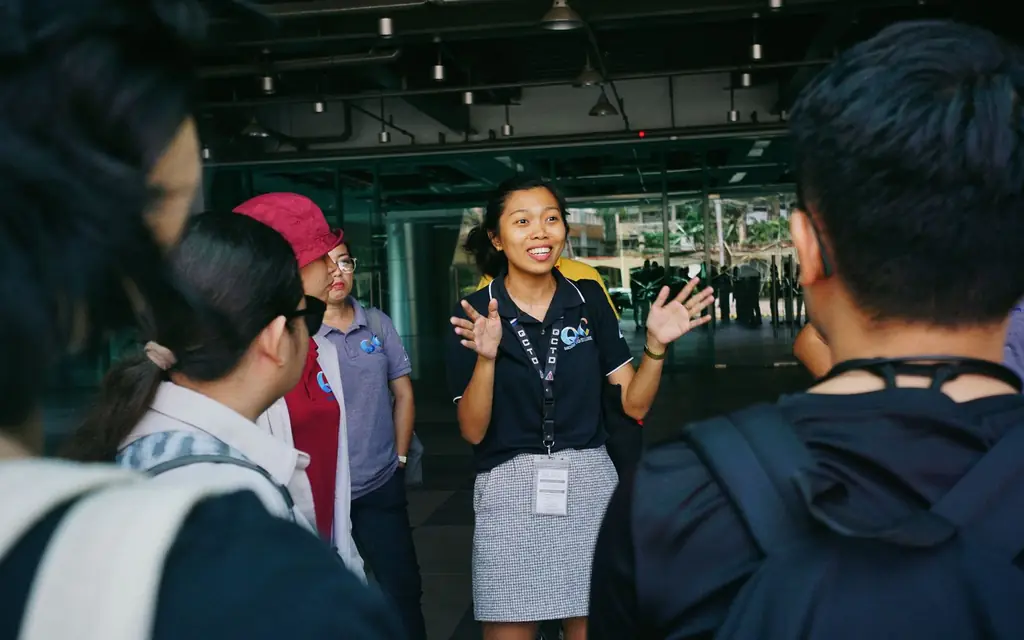 A guide leading a group tour