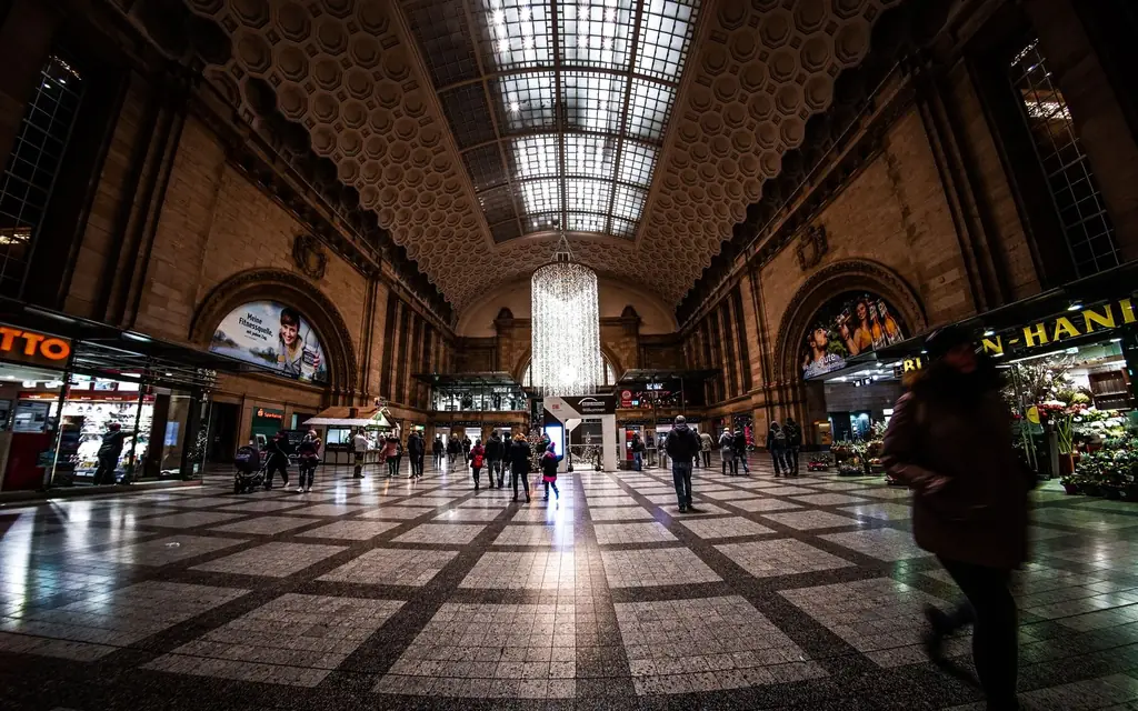 Grand hall of a historic railway station